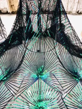 

Green African Lace Fabric 2019 High Quality French Velvet Lace Fabric With Sequin Lace Fabric For Wedding Party