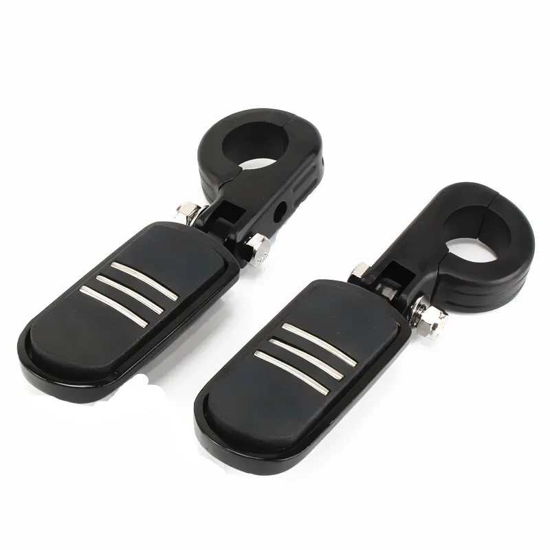 Black 1 1/4" Engine Guard Crash Highway Bar Streamliner Foot Pegs Mount