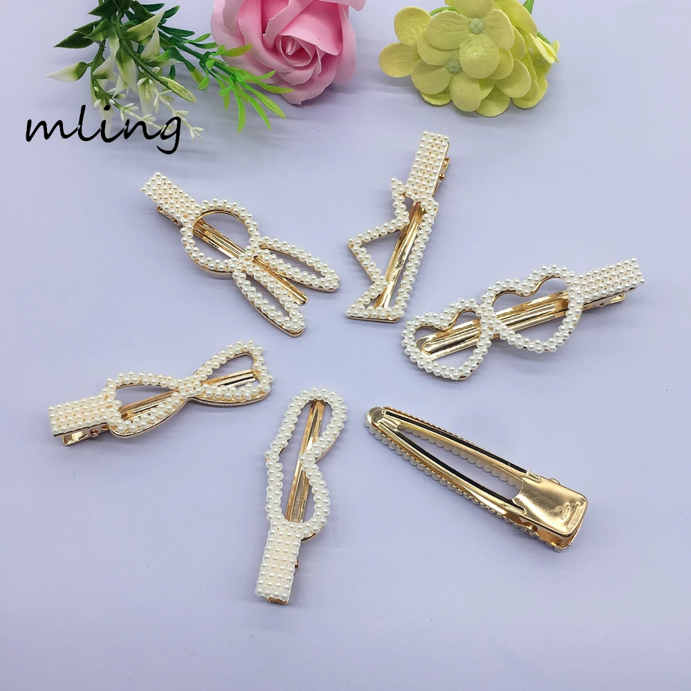 

New Fashion Metal Pearl Heart Bow Hair Clip For Women Girls Hairpin Barrettes Wedding Hairgrip Headwear Sweet Hair Accessories