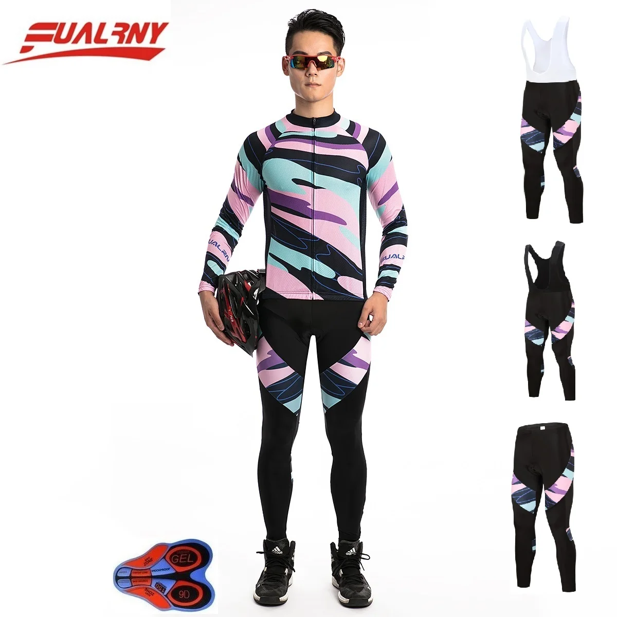 

2018 FUALRNY NEW cycling jersey long sleeve men with pants cycling sets top sale mtb bike wear cycling clothing for ropa 9D gel