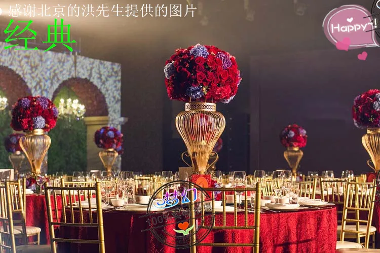 

10 pcs biggest size 8ocm gold iron Wedding Centerpiece flower Vase wedding VIP table decorations vase