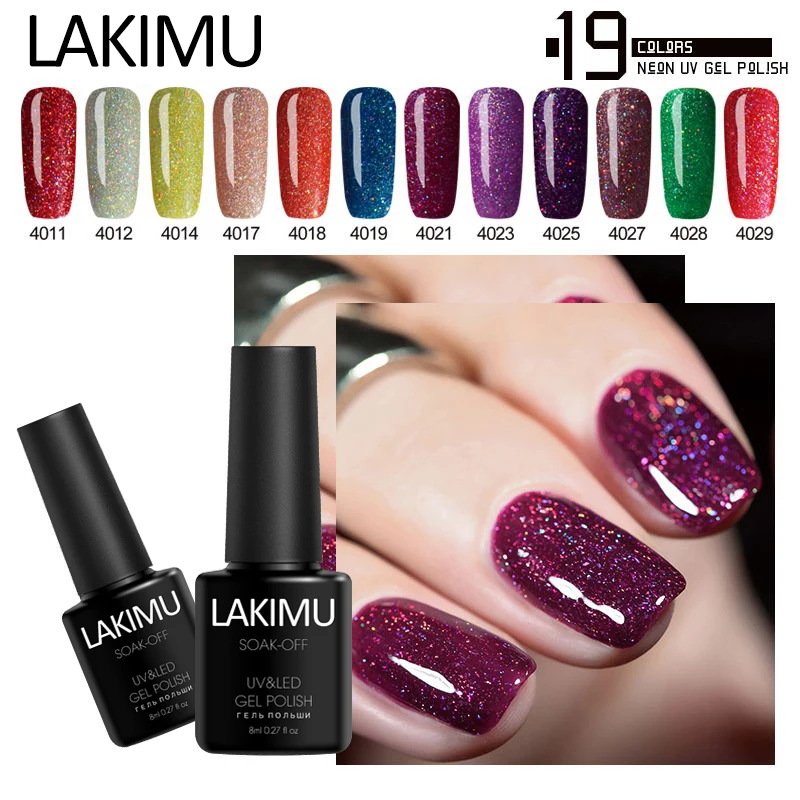 

LAKIMU 8ml Neon Gel Nail Polish Acrylic Hybrid Nails Lacquer Enamel Starry Sky Effect Manicure Bright Decoration Gel Varnish