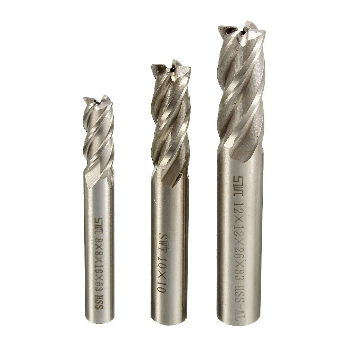 

3Pcs/set Solid HSS End Mill Cutter 4 Flute CNC Bit Coated CNT 8mm 10mm 12mm Milling Cutter Best Price