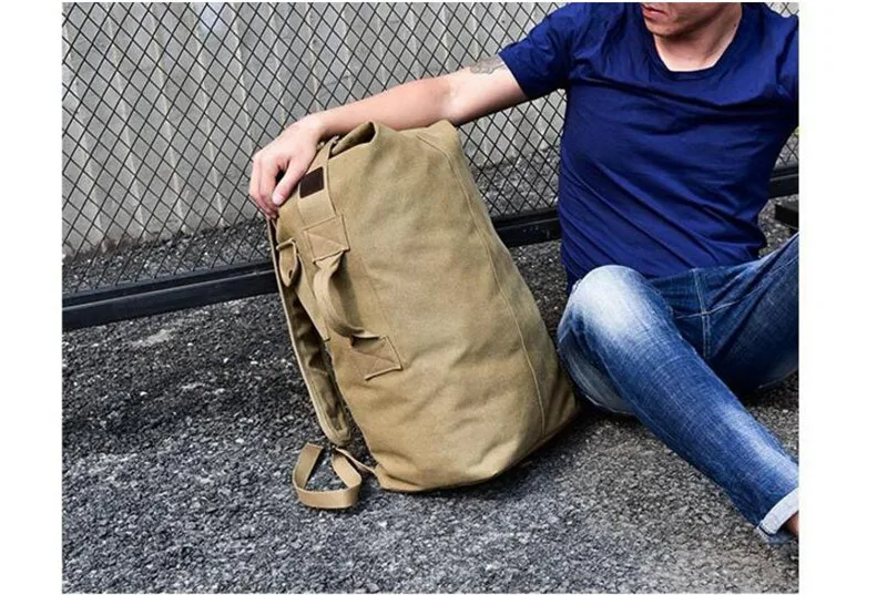 Высокое качество мужской багаж дорожная сумка армейский ведро рюкзак многофункциональный военный Холст Рюкзаки большие сумки на плечо повседневные