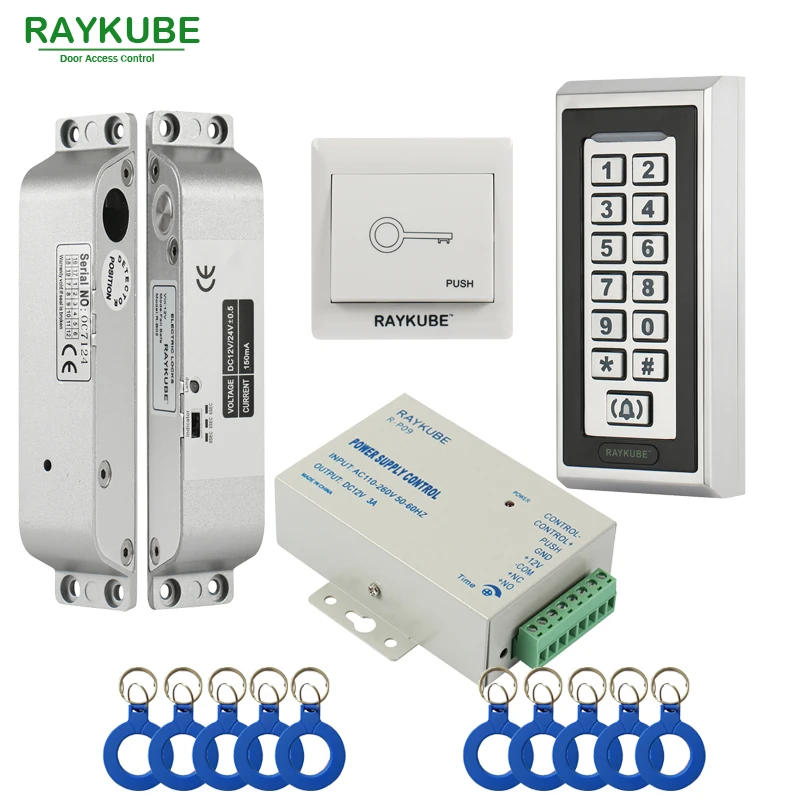 

RAYKUBE FRID Access Control Kit Electric Mortise Lock + Metal Keypad Door Security For Single Or Double Door