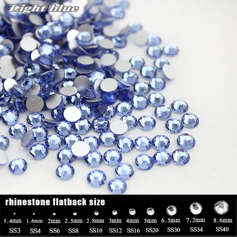 

Light blue All Size (288-1440pcs),Flat back Non Hot-fix Stone Glue on Nail Art Rhinestones,Boutique Clothing decoration