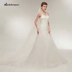 Пляж Свадебные платья 2019 Vestido Noiva простой белый тюль v-образным вырезом Свадебное платье robe de mariage