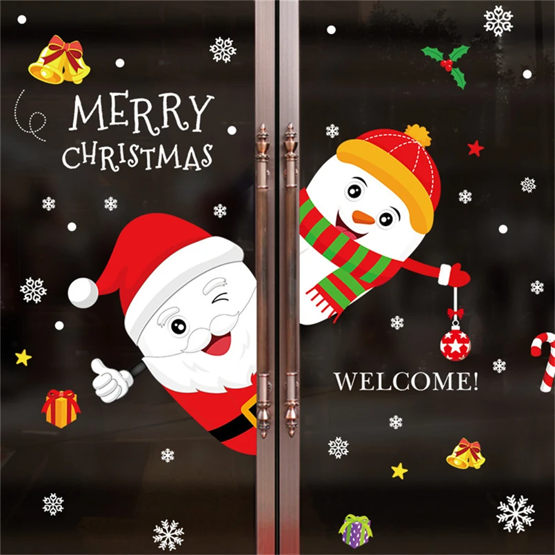 Рождественские украшения, оконные наклейки, Рождественское украшение для дома, Рождественский Декор, Счастливое Рождество, год F#4O26