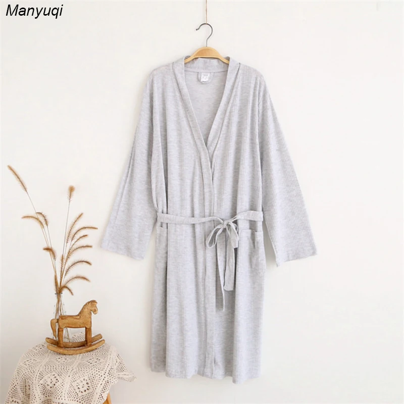 Women's Cotton Waffle Bathrobes Two colors Sleepwear summer bath robe