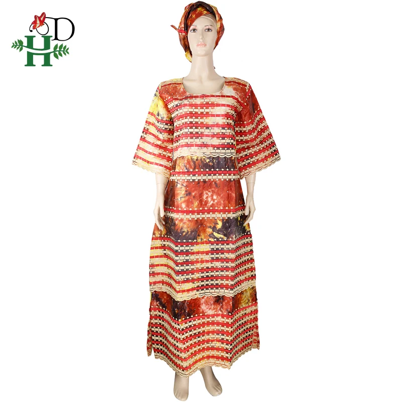 

H&D african dresses for women 2019 new african traditional clothes bazin riche embroidery dresses women headwrap lady dashiki