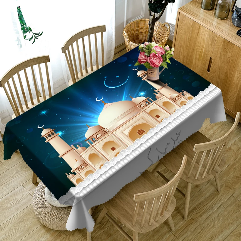 

3D Tablecloth City Architecture Landscape Pattern Waterproof / Oilproof Thick Polyester Rectangular Wedding Home Table Cloth