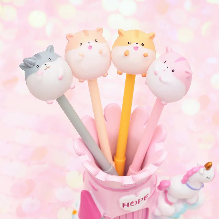 24 pcs/lot Lovely Hamster Gel Pen Signature Pen Escolar Papelaria