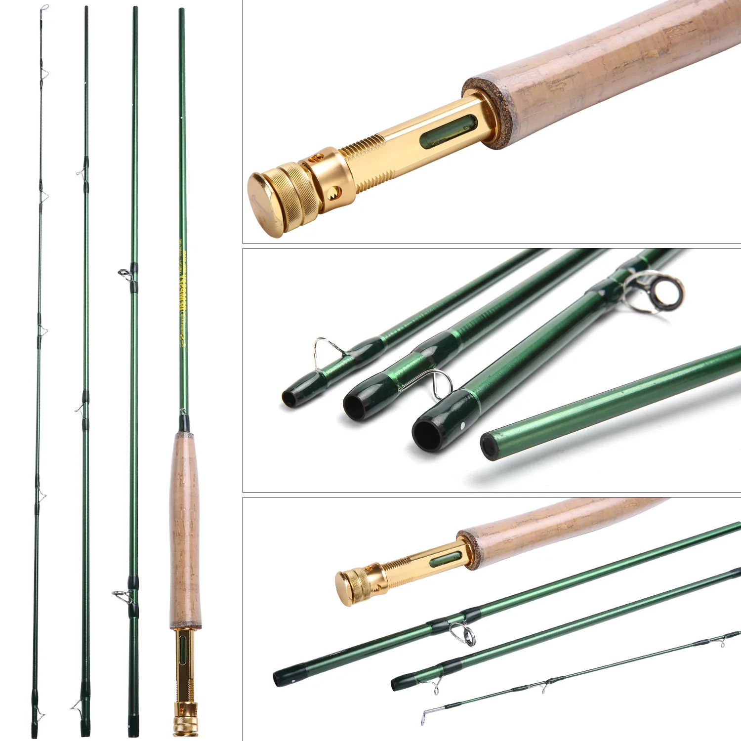 

Sougayilang Fly Fishing Rod 9FT 2.7M 4 Section Carbon Fiber Ultralight Weight Line Wt 5/6 Soft Cork Handle Rod Fishing Tackle