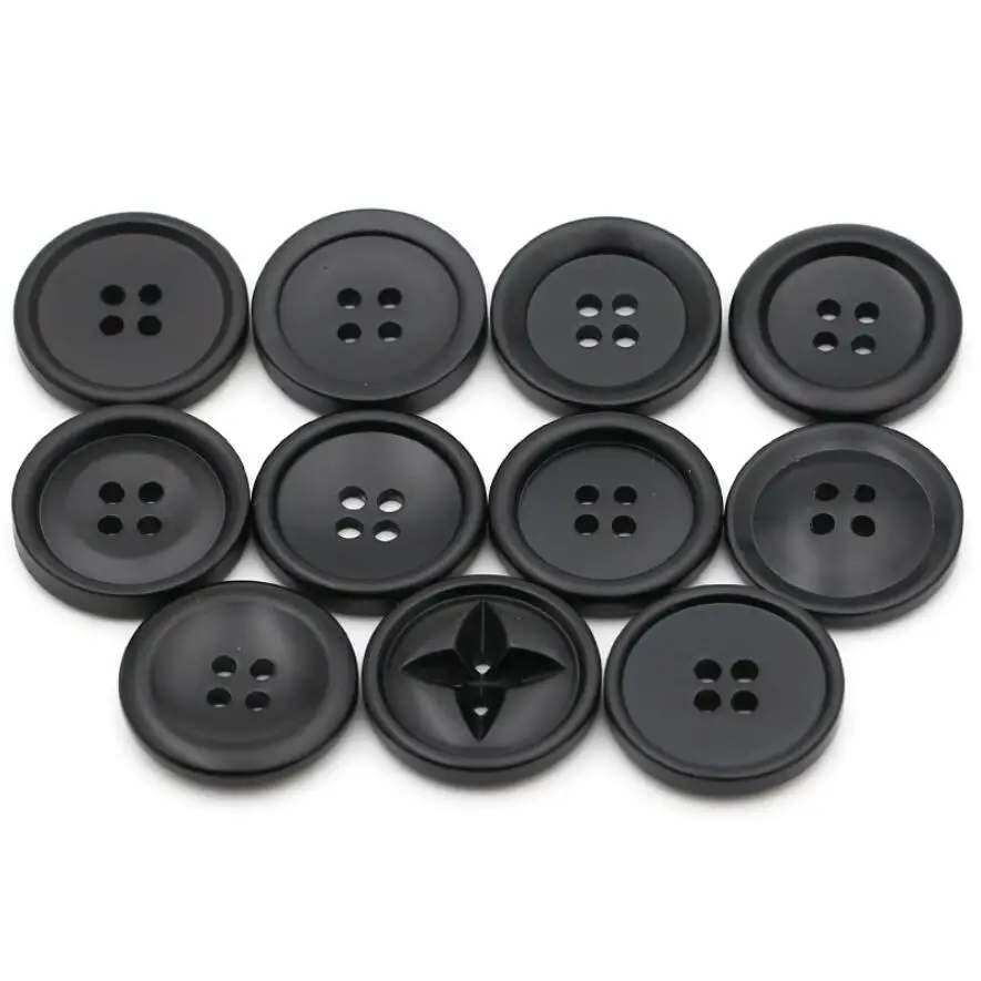

DIY Sewing Accessories 1LOT=10pcs Resin black button round 4-holes button, suit trousers &windbreaker buttons