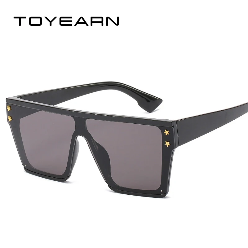 

TOYEARN Fashion Oversized Sunglasses Women Big Frame Square Sun Glasses Female Men Vintage Flat Top Mirror Shades Gradient Eyew