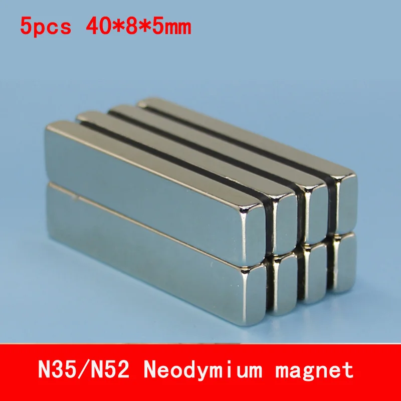 5PCS/lot 40*8*5mm N35 N52 neodymium rare earth strong block