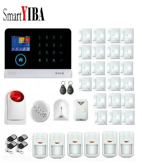 

SmartYIBA APP Control WIFI RFID Home House Burglar Alarm System Security GPRS Alarm Kits With Glass Break Sensor 3G SMS Alarm
