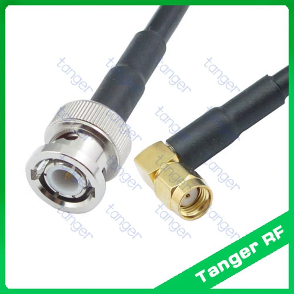 

Hot sale Tanger BNC male plug to RP-SMA male connector right angle RF RG58 Pigtail Jumper Coaxial Cable 3Feet 100cm High Quality