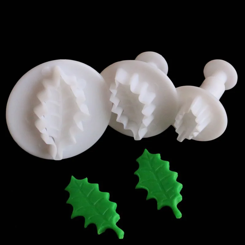 

Luyou 2 pcs Christmas leaves Fondant Cake Decorating Sugar Craft Plunger Cutter Flower Mold cookie cutters Biscuit Cake FM1744