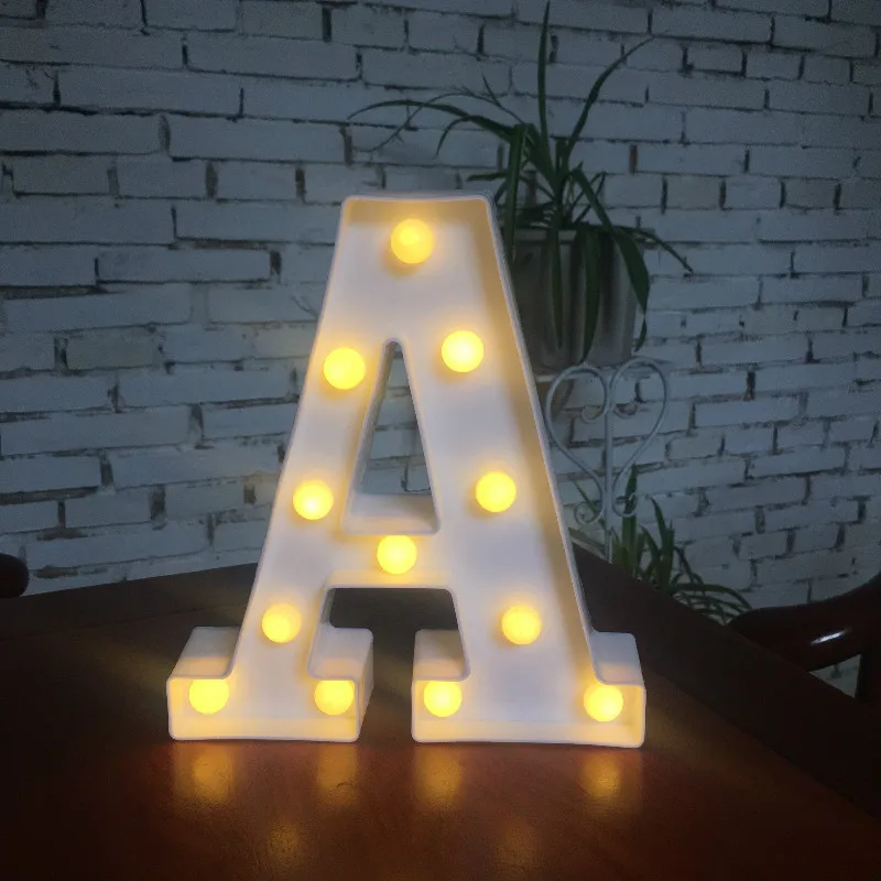 Светящийся Рождественский светодиодный креативный Ночной светильник с буквенным принтом 26 английских букв и цифр, романтическая лампа для украшения дома и свадьбы - Цвет: A