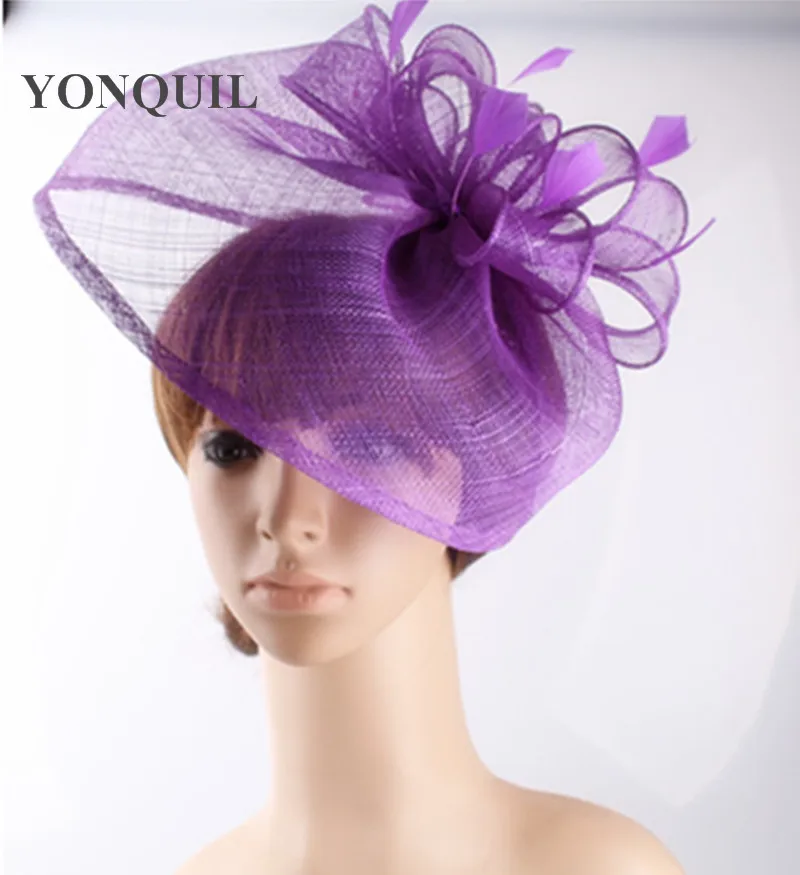 Lavender Crinoline Fascinator with Feathers and Crystals Races, Weddings