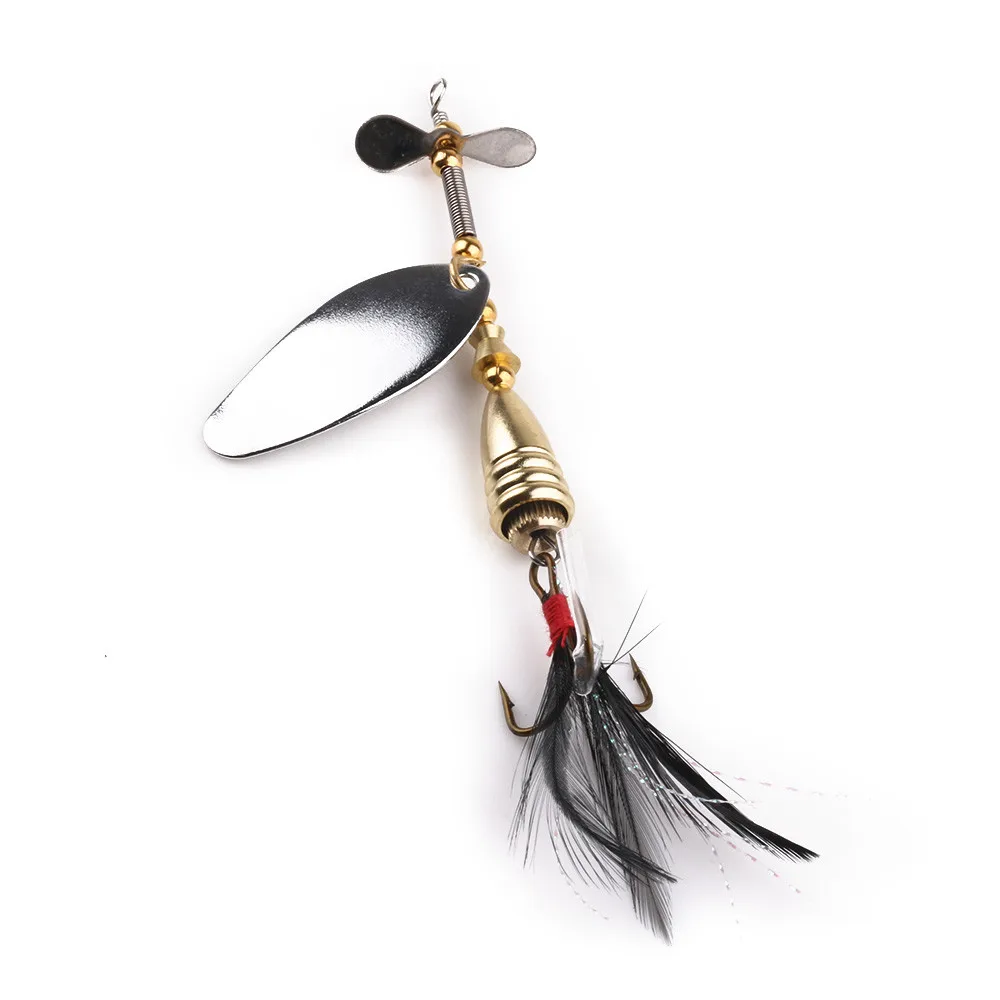 

1PC Metal Fishing Lure Sequins Spinner Spoon Baits Feather Fishhook Tackle 9cm 11g #2