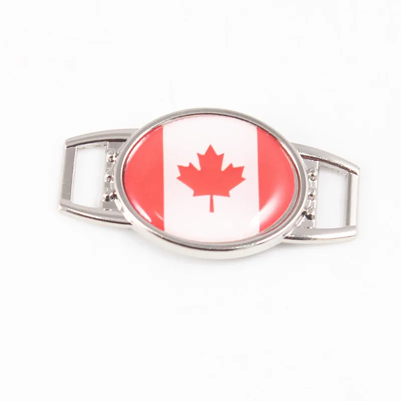 2018 Oval Canada Flag Pattern Shoelace Charms for Sport