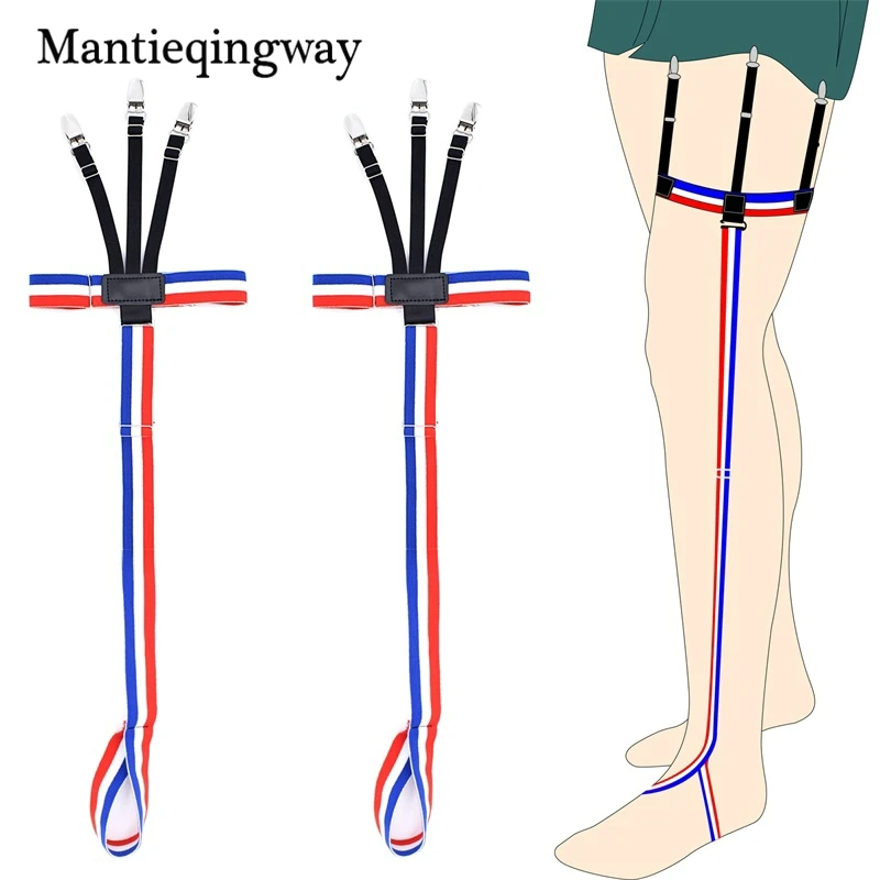 Mantieqingway камуфляж печати Рубашка Остается держатели для мужские нейлон рубашка подтяжки эластичные подвязки блокировки зажимы пояса, ремни