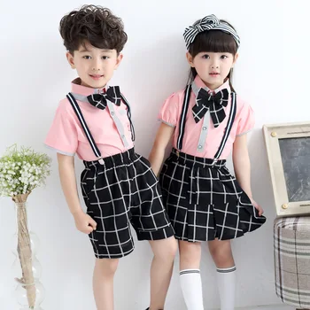 

Free Shipping 1 set boy hip Hop Dance Costumes for Kids Jazz Clothes Kindergarten Summer School Uniforms