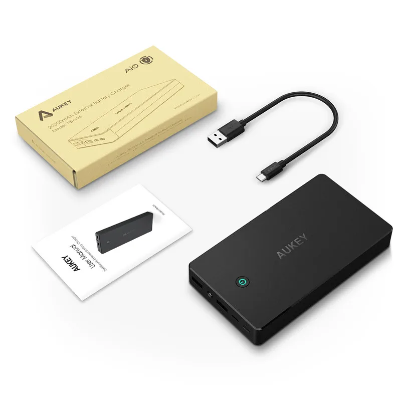 Aukey 20000mah Power Bank Dual Usb External Power Batteries Portable Mobile  Phone Charger For Iphone Xiaomi Samsung Galaxy S8 - Power Bank - AliExpress