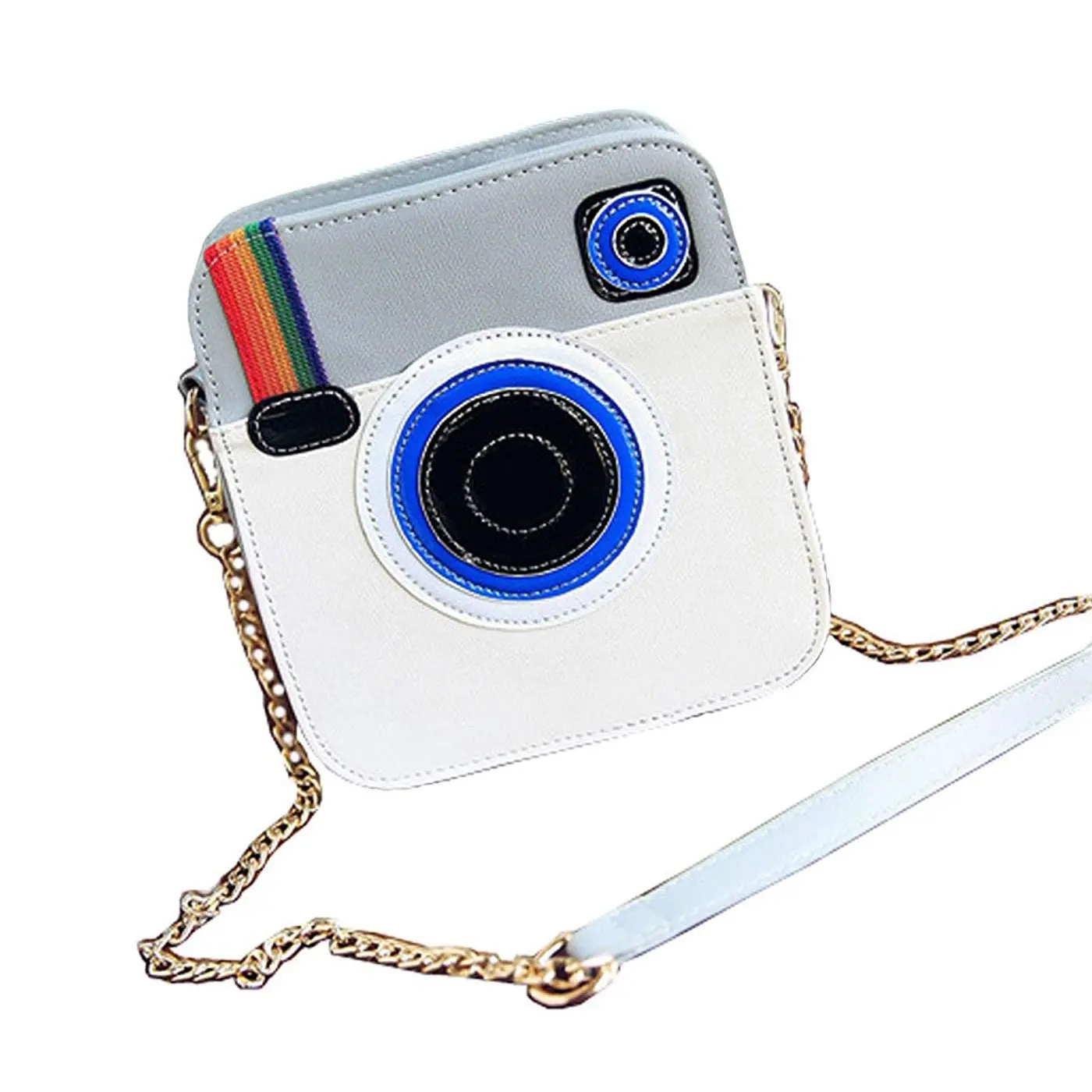 

Women Girls Cute Rainbow Snapshot Camera Design Shoulder Crossbody Purses,White