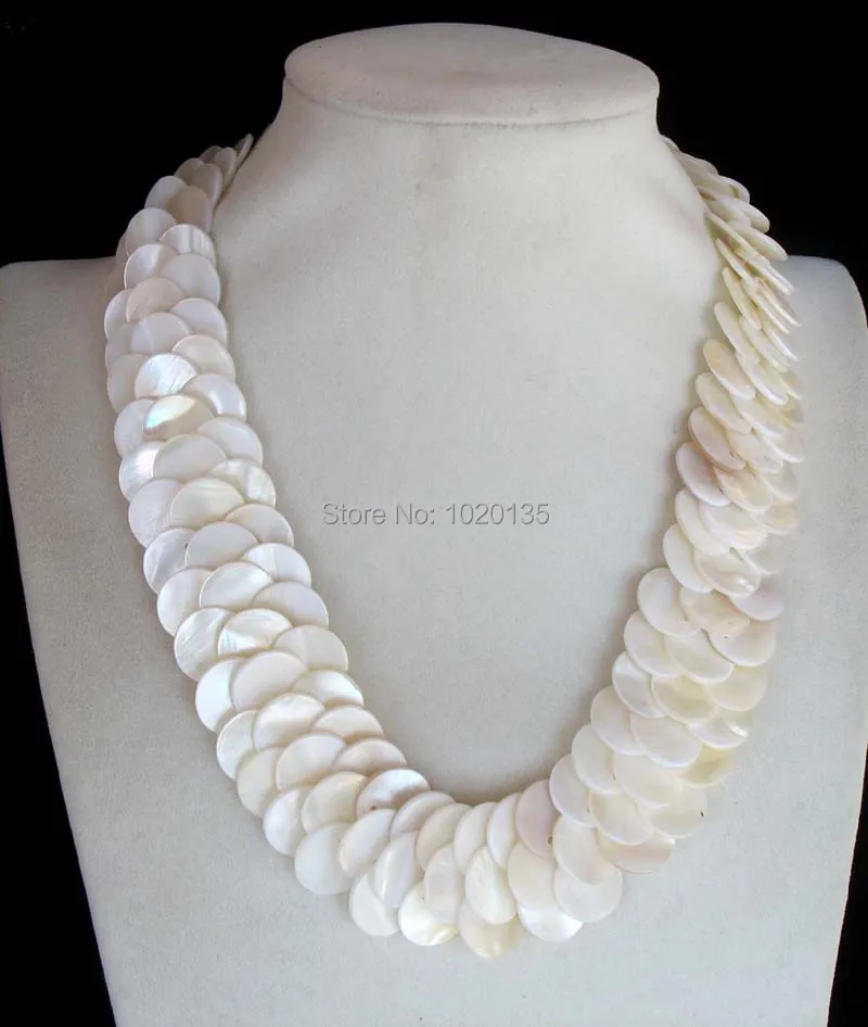 

white sea shell coin handcraft necklace 19inch nature FPPJ wholesale for woman wedding