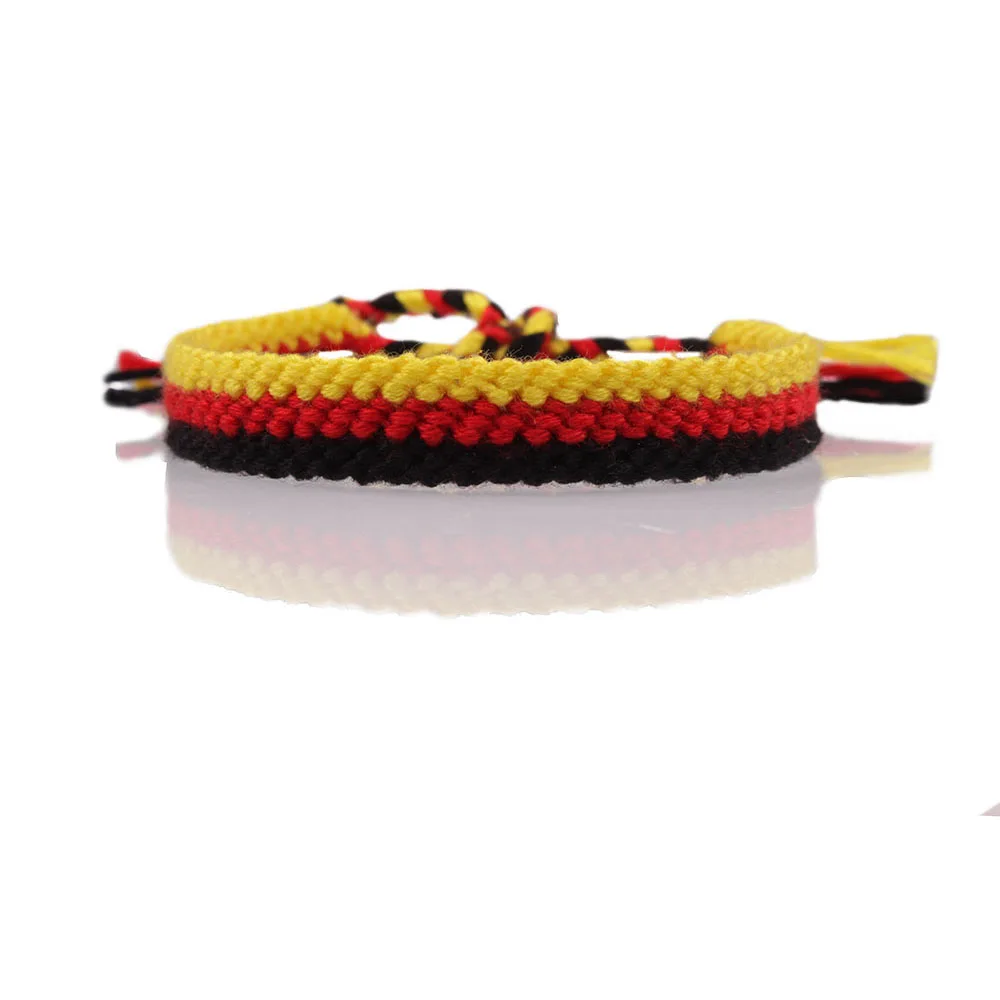 

flag of Germany macrame friendship bracelet black yellow red embroidery thread braided August Encourage jewelry woman man kid he