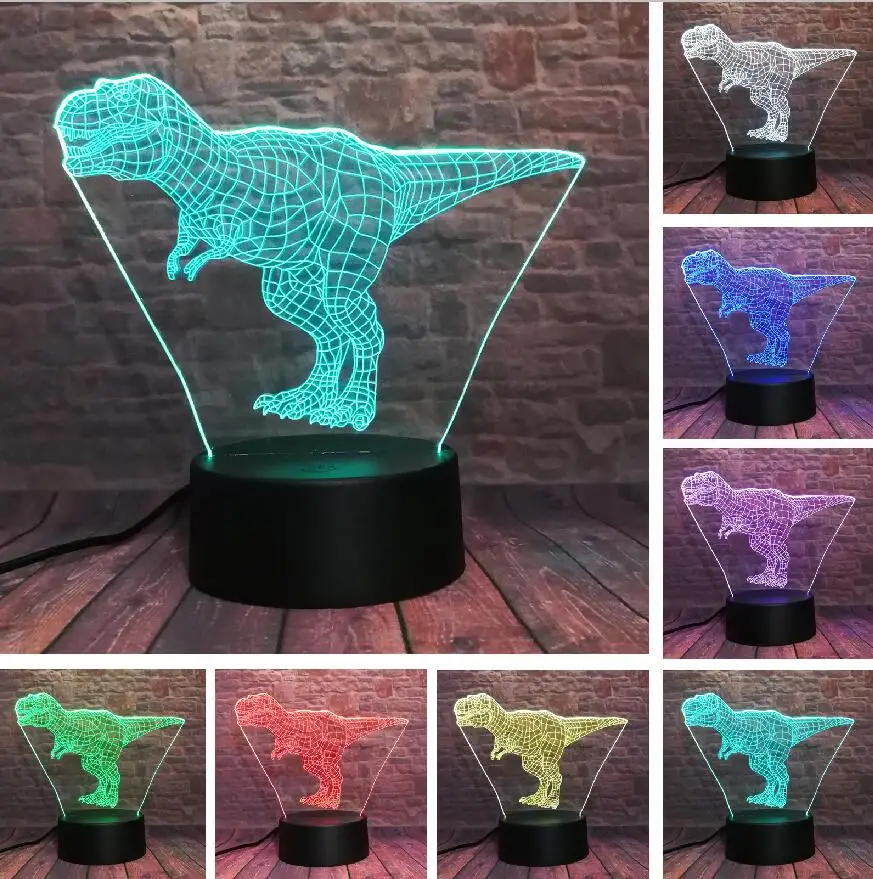 Креативный тираннозавр Стегозавр Забавный 3D Визуальный светодиодный ночник в форме динозавра светодиодный RGB настроение Декор детской комнаты и детские игрушки подарки - Испускаемый цвет: Style 5