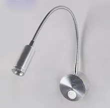 Free Shipping!LED Silver Bedside Lamp Reading Wall Lamps 3W Plumbing Trap Background 1W leds Mirror Light With Switch Adjustable