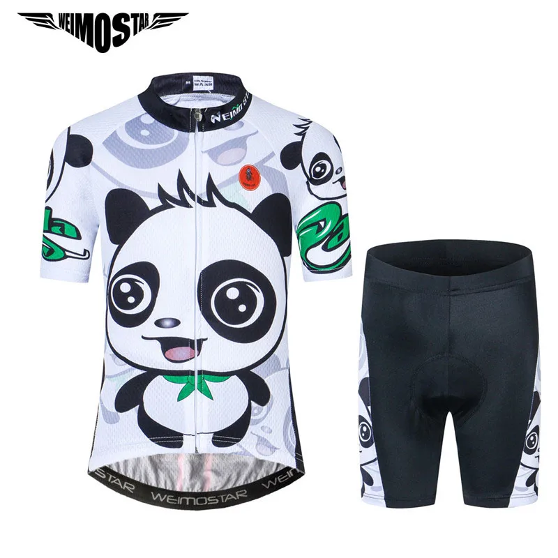 Weimostar Panda Kids Cycling Jersey Set Cartoon Children Cycling Clothing Summer Bike Jersey
