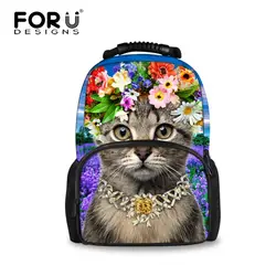 Forudesigns/3D милый кот женщины рюкзак животных рюкзак для девочек-подростков большая емкость студенческие повседневные ноутбук рюкзак Mochila