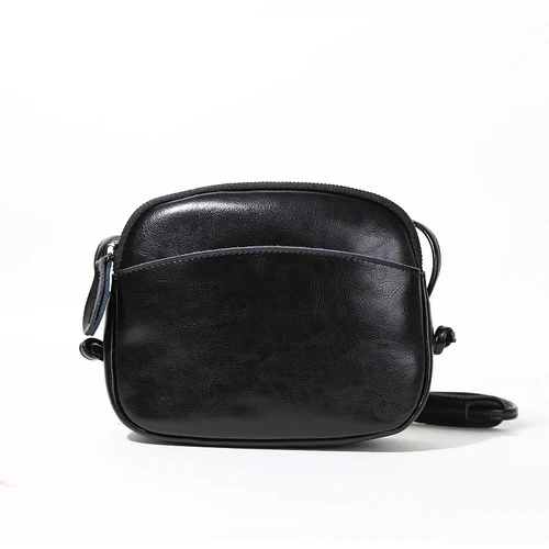 Известный бренд, натуральная кожа, женская сумка-мессенджер, высокое качество, коровья кожа, маленькая сумка через плечо, маленькая модная сумка на плечо - Цвет: Black