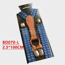 BD061 Горячая Мода взрослых susepdners якорь печати темно-синий подтяжки 4 зажимы на ПУ кожа