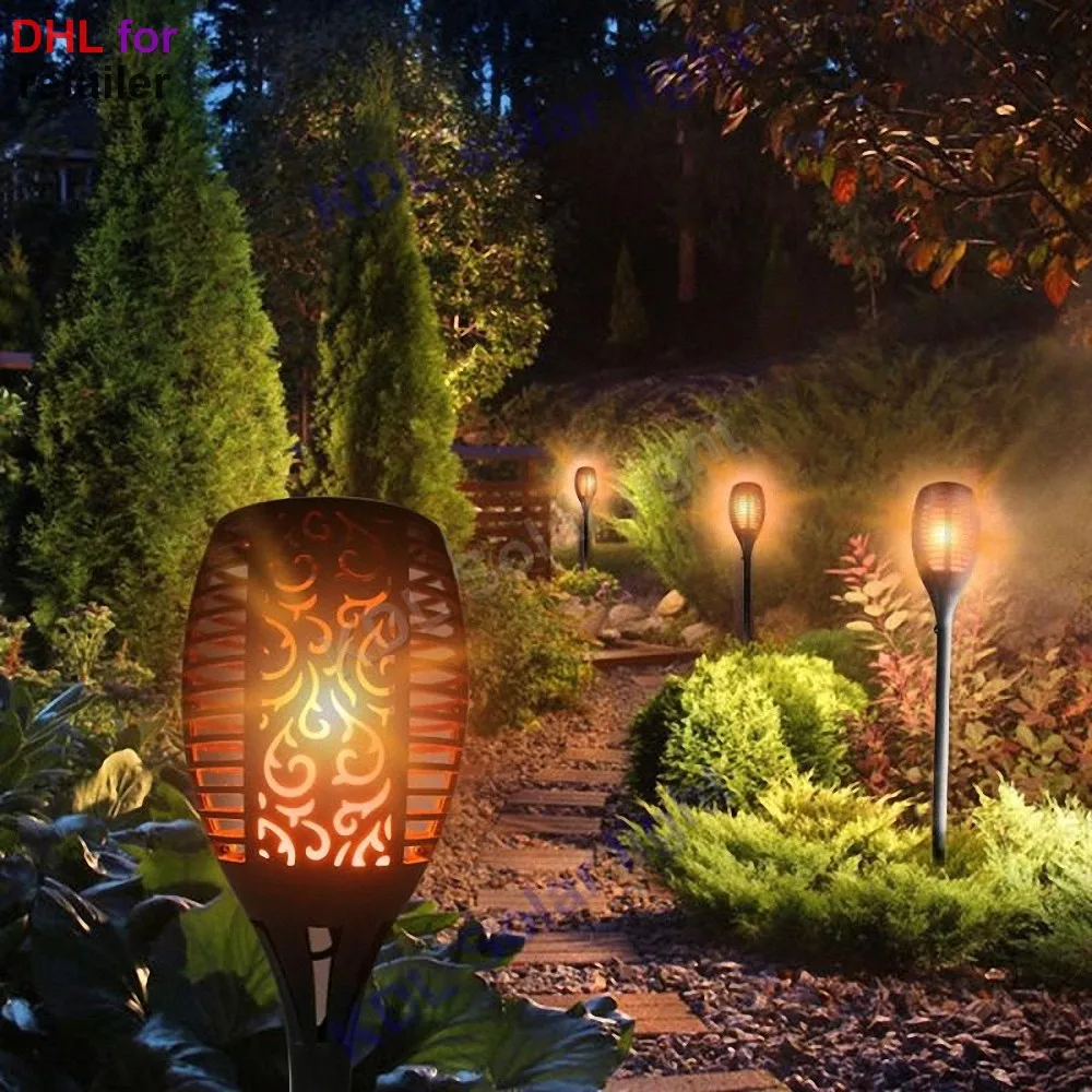 

4pcs/lot Solar 96LEDs Lawn Dancing flame Torch Lights radar 3 working mode 96 LEDs Solar Flame Flicker 1 pcs Landscape Garden L