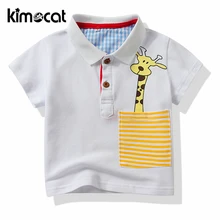 Kimocat/Одежда для маленьких мальчиков футболка с лацканами и жирафом для мальчиков летняя детская футболка с короткими рукавами для малышей Детские футболки из хлопка