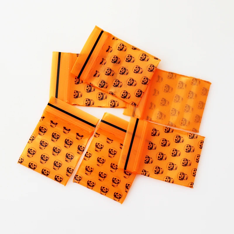 Us 25 02 12 Off Great Bulk Price 1000pcs Small Orange Skull Pirnt Poly Ziplock Thick Plastic Reclosable Zipper Bags 3 5x5cm Jewelry Gift In