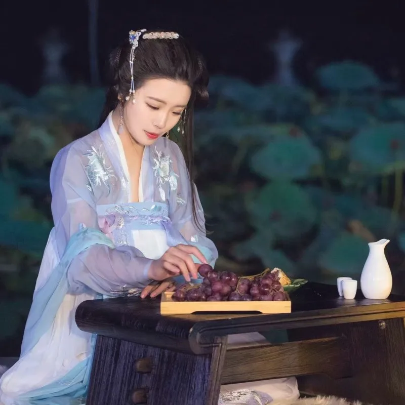 Элегантный Hanfu для женщин Костюм для китайского традиционного танца Костюм народное платье Восточный фестиваль наряд сценическая одежда DC1833