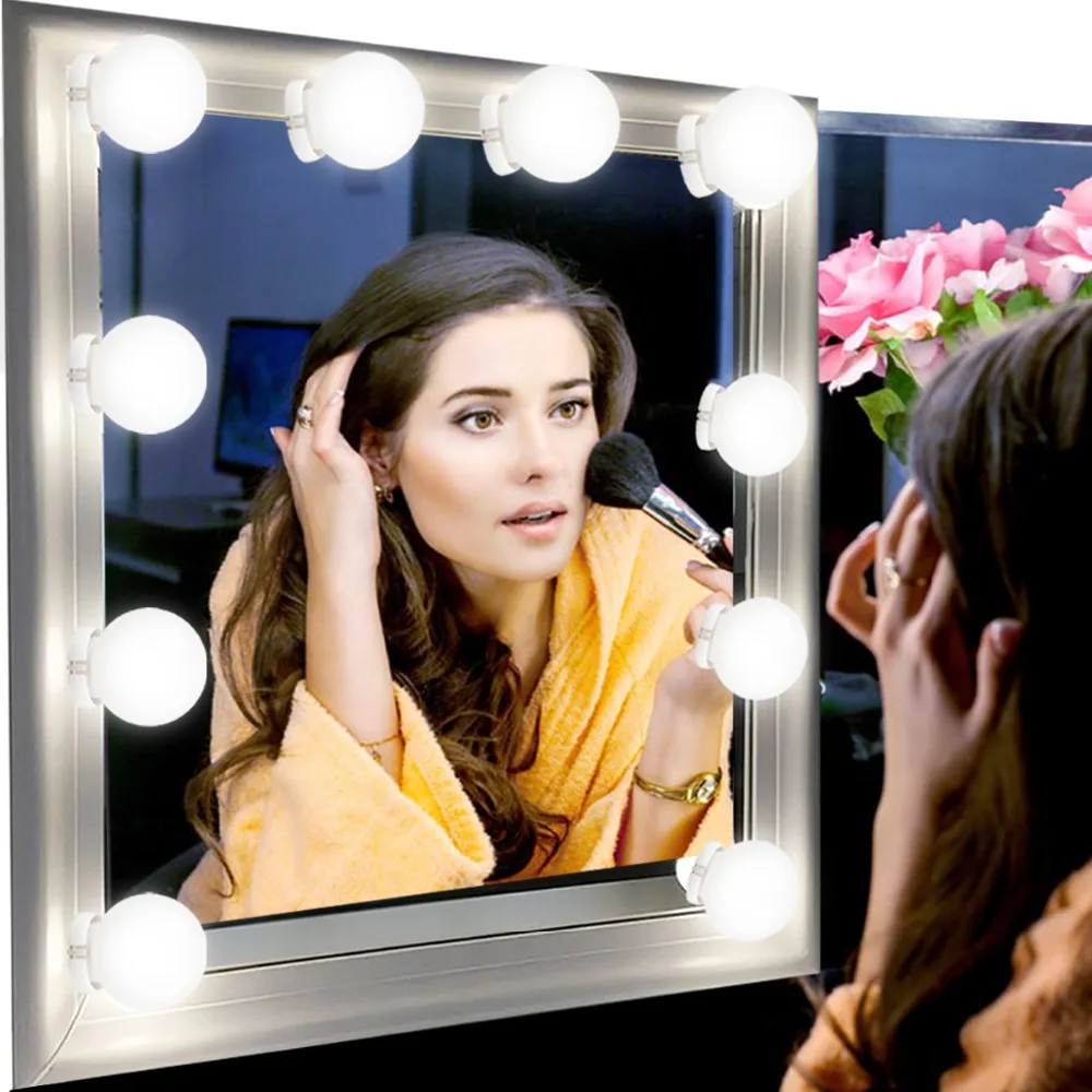 

360 Degree Rotable Makeup Mirror Light USB Powered Vanity LED Bulbs For Dressing Table with Dimmer Hollywood Bulb Linkable