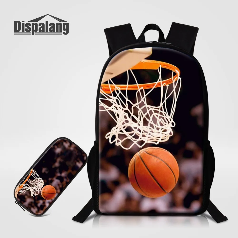 

Dispalang Children School Book Bags Basketballs Prints 2pcs set Backpack Pencil Case for Primary Students Customized School Bag