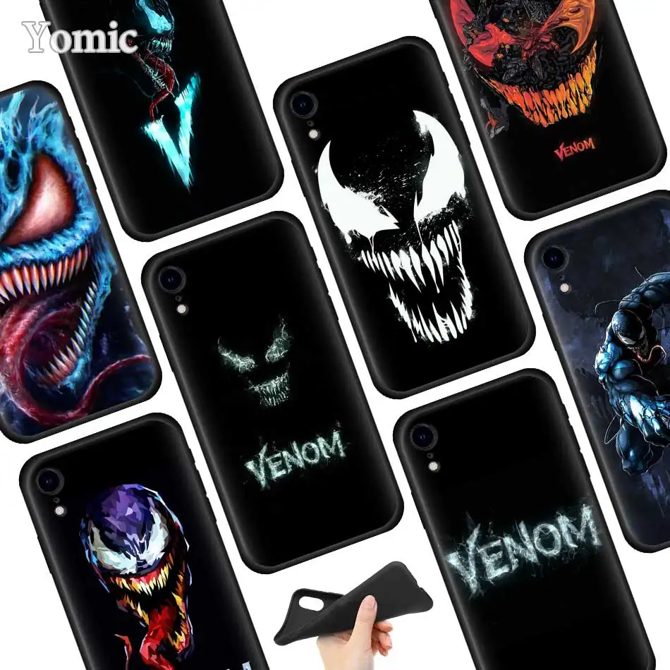 

Marvel Venom Super Hero Black Soft Case for Apple iPhone XR 7 8 6 6S Plus X XS MAX 5 5E 5S Silicone Phone Case Cover
