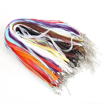 

100pcs Candy Colorful Voile String Ribbon Organza Necklace Cords Chain