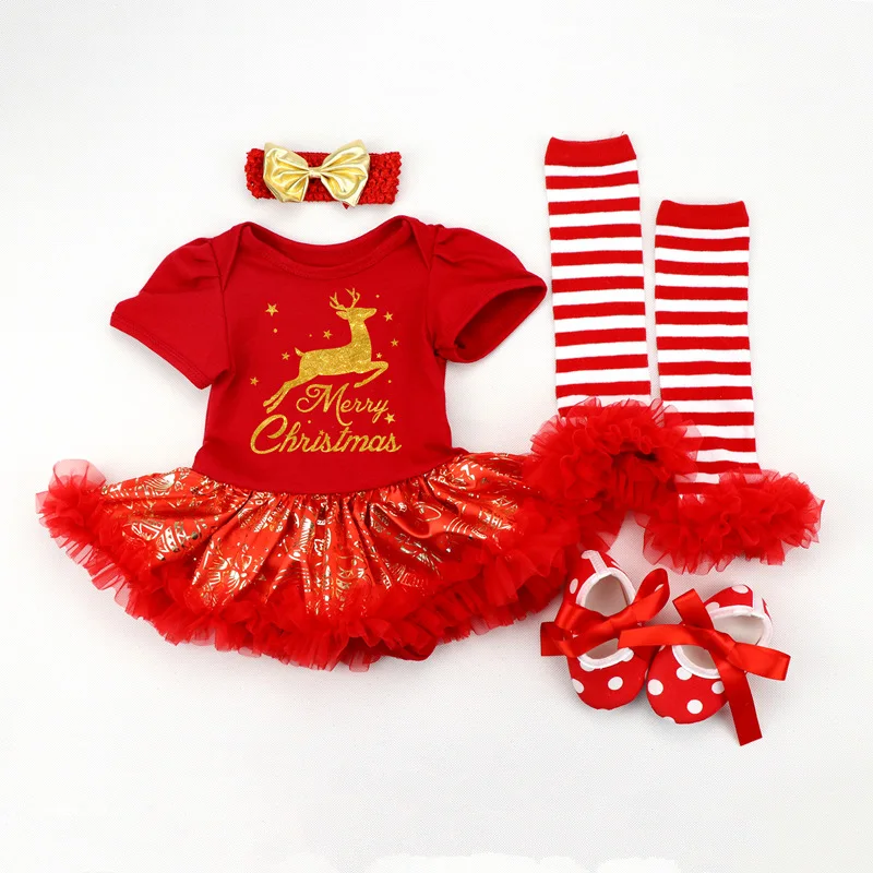 

1 Year 1st Christmas Tutu Romper for Newborn Baby Girl Clothes Christmas Baby Costumes Princess Rompers Bebes Red New Year Cloth