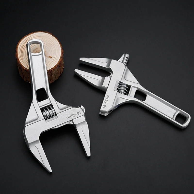 

16-68mm Mini Universal Snap Grip Wrench Aluminum Alloy Short Shank Large Opening Adjustable Wrench Spanner Bathroom Repair Tool