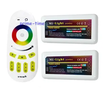 

Mi.Light 2x 2.4G 18A RGB LED Group Controller + 4-Zone RF Wireless Touch Screen Remote for RGB Led Strip Light Free shipping